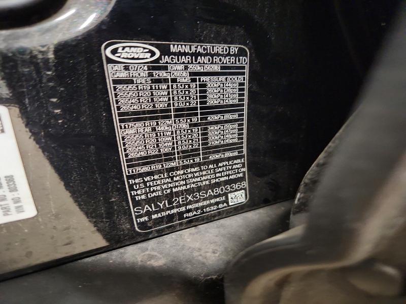 Aukcja sprzedaży 2025 Land Rover Range Rover Velar, vin: SALYL2EX3SA803368, numer aukcji: 59352986