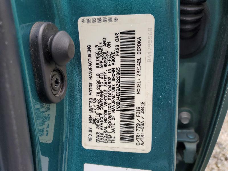 59553066 :رقم المزاد ، 1NXBU4EE9AZ220865 vin ، 2010 Toyota Corolla مزاد بيع
