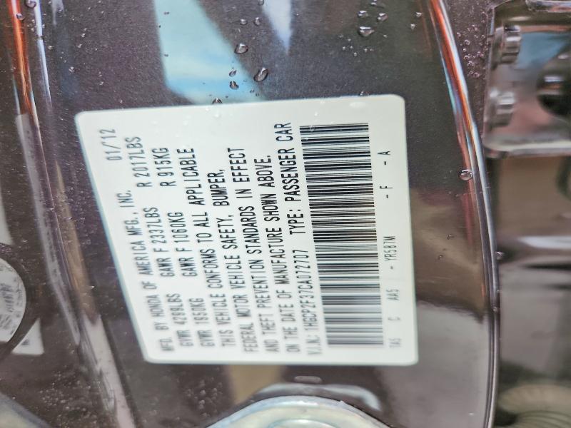 Aukcja sprzedaży 2012 Honda Accord, vin: 1HGCP2F37CA072707, numer aukcji: 60962706