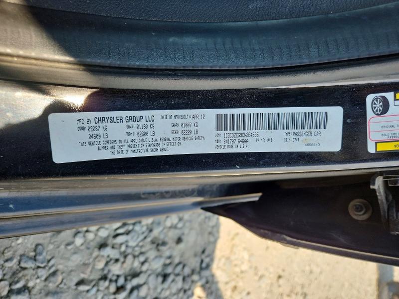 59882186 :رقم المزاد ، 1C3CDZEG9CN264535 vin ، 2012 Dodge Avenger مزاد بيع