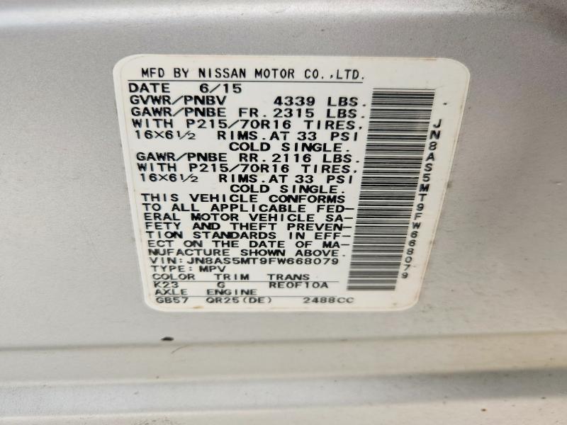Aukcja sprzedaży 2015 Nissan Rogue Select, vin: JN8AS5MT9FW668079, numer aukcji: 61721366