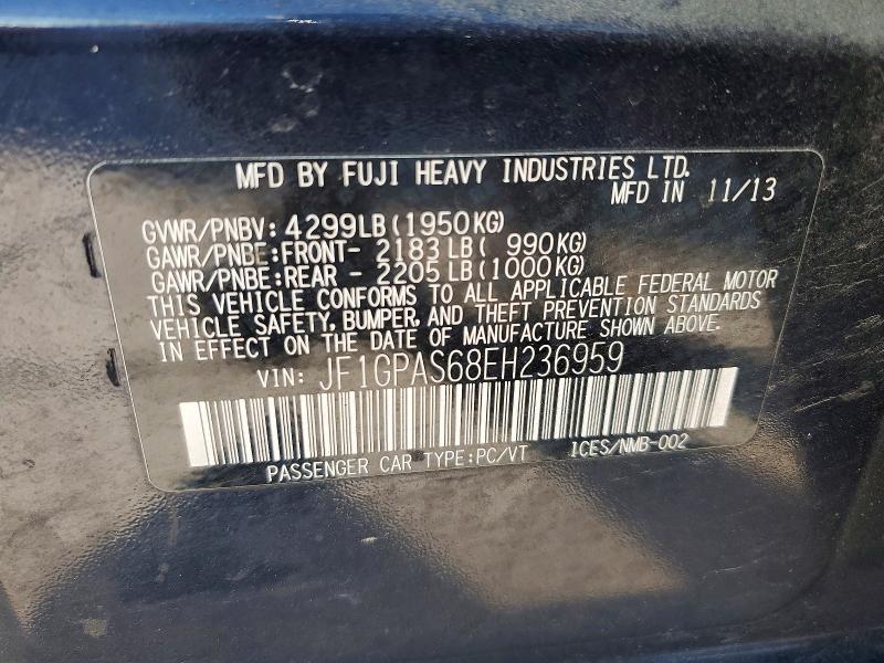 Aukcja sprzedaży 2014 Subaru Impreza, vin: JF1GPAS68EH236959, numer aukcji: 61032026