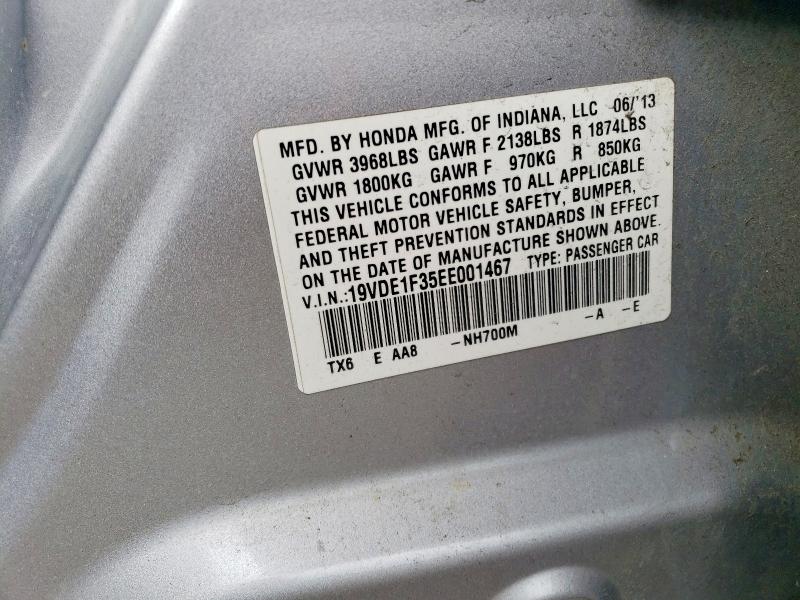 62608216 :رقم المزاد ، 19VDE1F35EE001467 vin ، 2014 Acura Ilx مزاد بيع