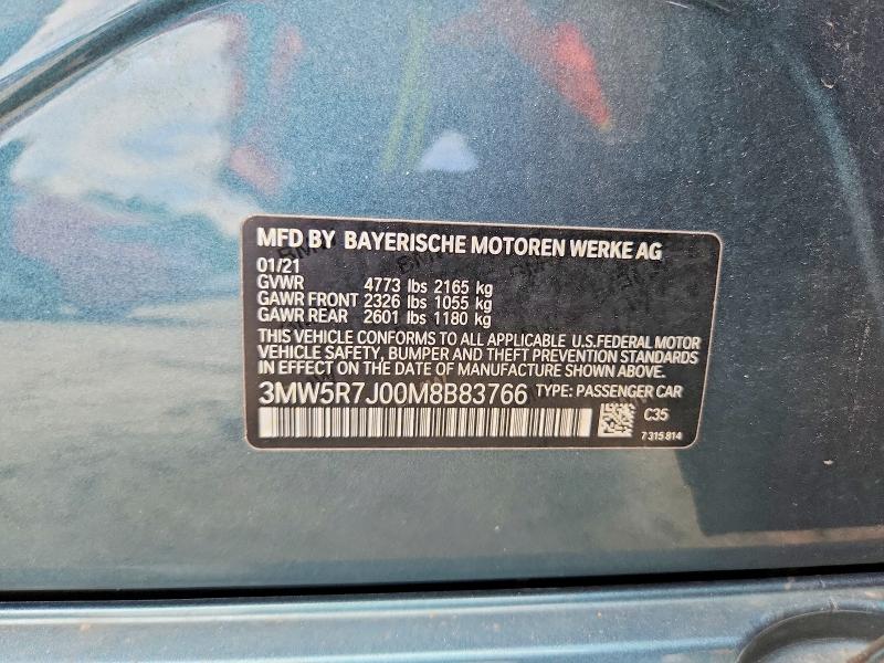 Продажа на аукционе авто 2021 Bmw 330xi, vin: 3MW5R7J00M8B83766, номер лота: 61734406