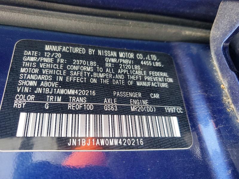 Aukcja sprzedaży 2021 Nissan Rogue Sport, vin: JN1BJ1AW0MW420216, numer aukcji: 60895246