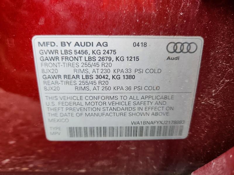 Продажа на аукционе авто 2018 Audi Q5, vin: WA1BNAFYXJ2178883, номер лота: 60036756