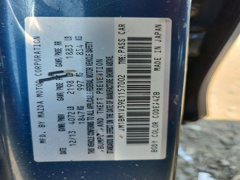 59274776 :رقم المزاد ، JM1BM1V39E1157002 vin ، 2014 Mazda 3 مزاد بيع