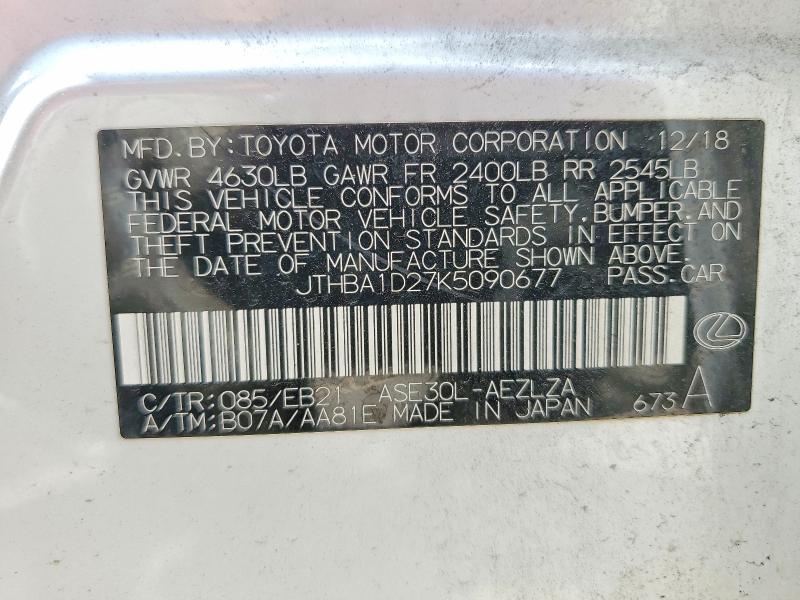 Продажа на аукционе авто 2019 Lexus Is, vin: JTHBA1D27K5090677, номер лота: 61150436