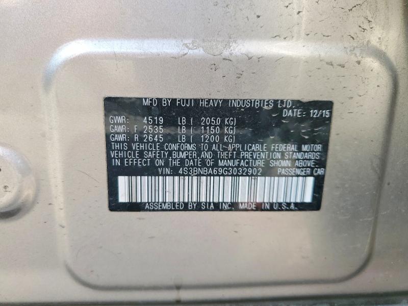 2016 Subaru Legacy მანქანა იყიდება აუქციონზე, vin: 4S3BNBA69G3032902, აუქციონის ნომერი: 61861576