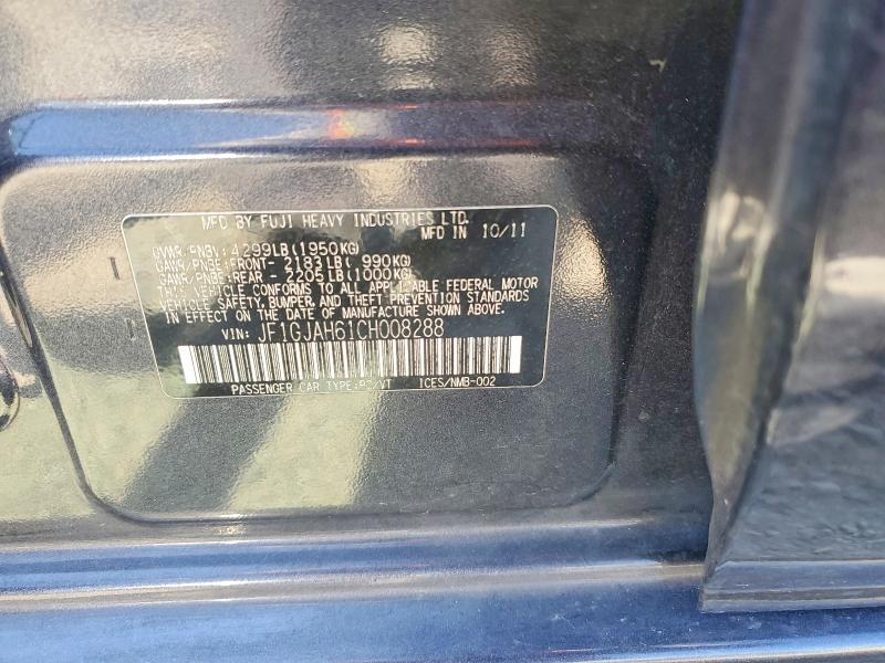 2012 Subaru Impreza მანქანა იყიდება აუქციონზე, vin: JF1GJAH61CH008288, აუქციონის ნომერი: 60457746