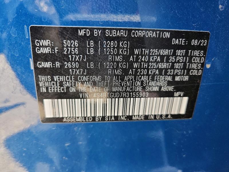 Продажа на аукционе авто 2024 Subaru Outback, vin: 4S4BTGUD7R3155903, номер лота: 59820066