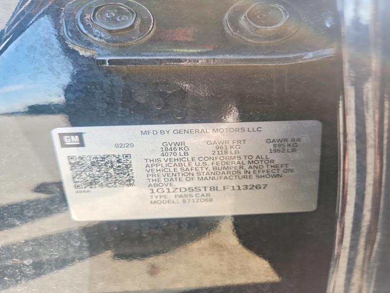 Aukcja sprzedaży 2020 Chevrolet Malibu, vin: 1G1ZD5ST8LF113267, numer aukcji: 60656756