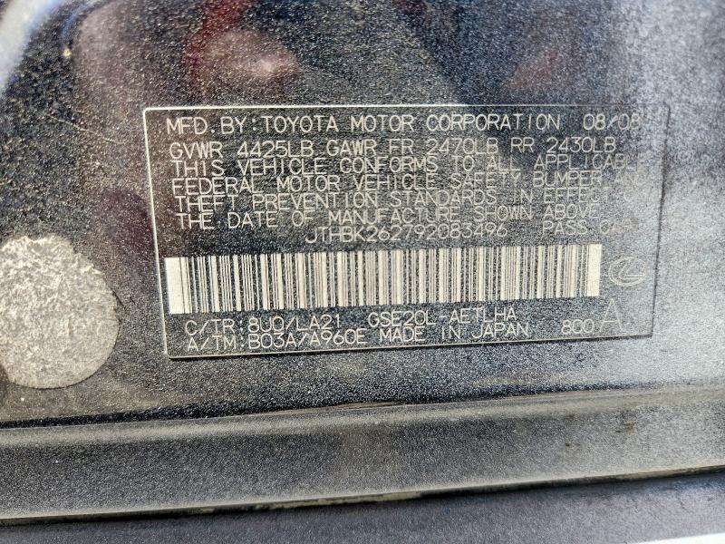 Aukcja sprzedaży 2009 Lexus Is 250, vin: JTHBK262792083496, numer aukcji: 61947526
