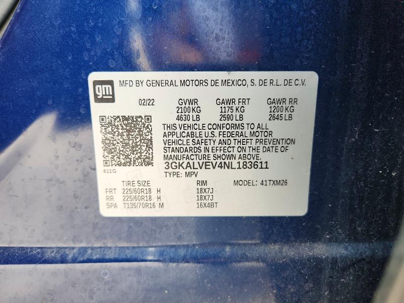 Aukcja sprzedaży 2022 Gmc Terrain, vin: 3GKALVEV4NL183611, numer aukcji: 60125546