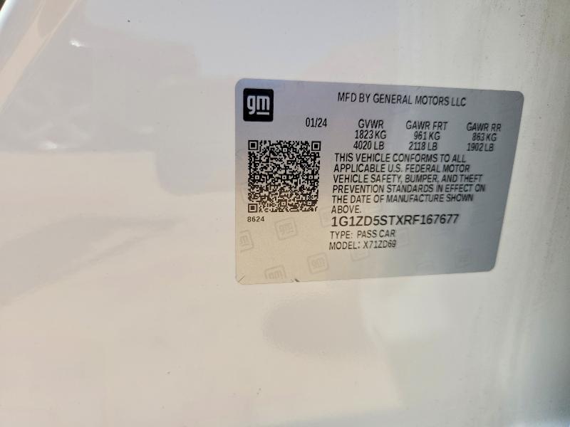 Aukcja sprzedaży 2024 Chevrolet Malibu, vin: 1G1ZD5STXRF167677, numer aukcji: 61486656