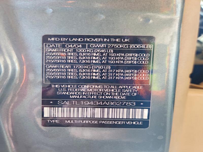 Продаж на аукціоні авто 2004 Land Rover Discovery Ii, vin: SALTL19434A862783, номер лоту: 60500086