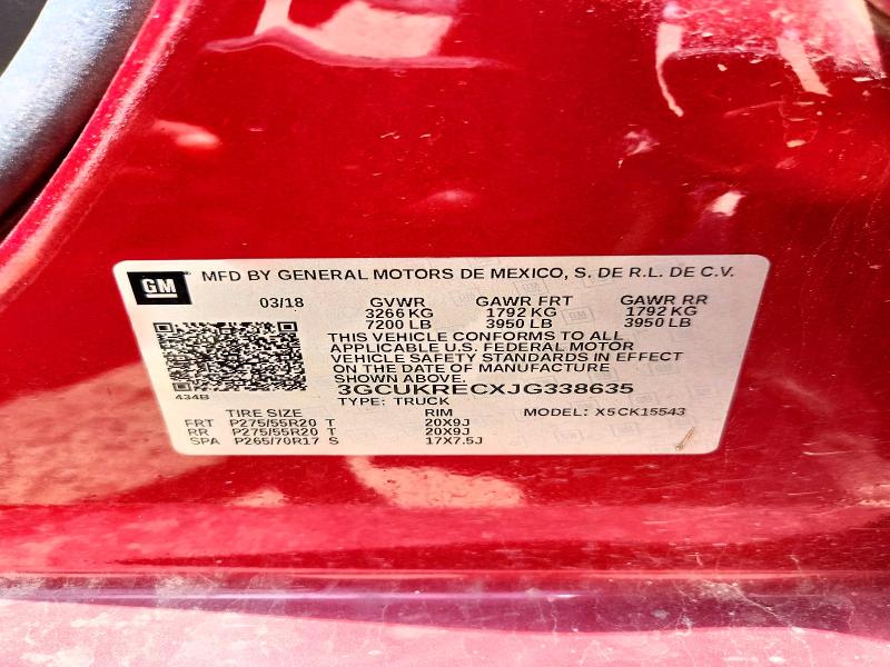 Aukcja sprzedaży 2018 Chevrolet Silverado, vin: 3GCUKRECXJG338635, numer aukcji: 60507076