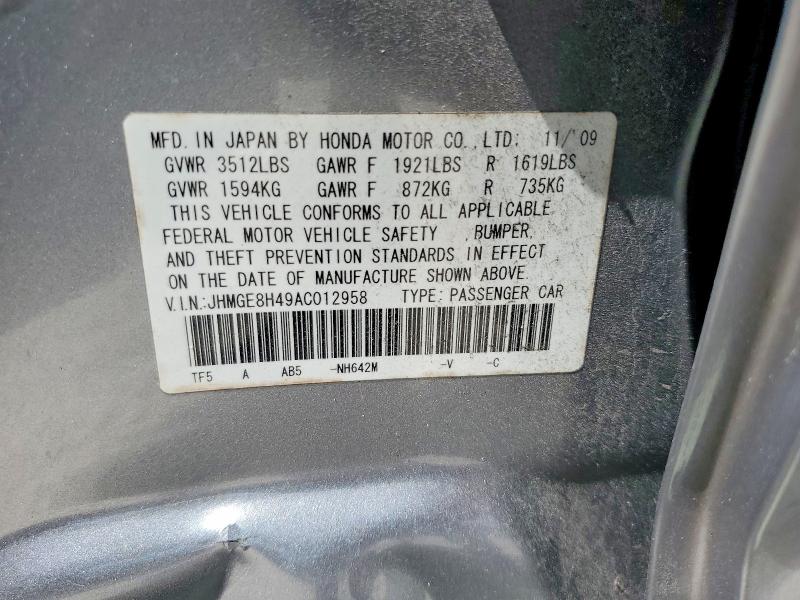 Продаж на аукціоні авто 2010 Honda Fit, vin: JHMGE8H49AC012958, номер лоту: 63209746