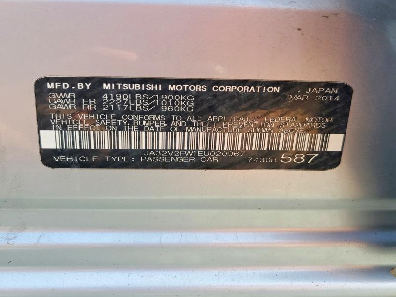2014 Mitsubishi Lancer მანქანა იყიდება აუქციონზე, vin: JA32V2FW1EU020967, აუქციონის ნომერი: 60194566