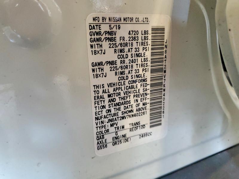 Продажа на аукционе авто 2019 Nissan Rogue, vin: JN8AT2MV7KW402261, номер лота: 59221086
