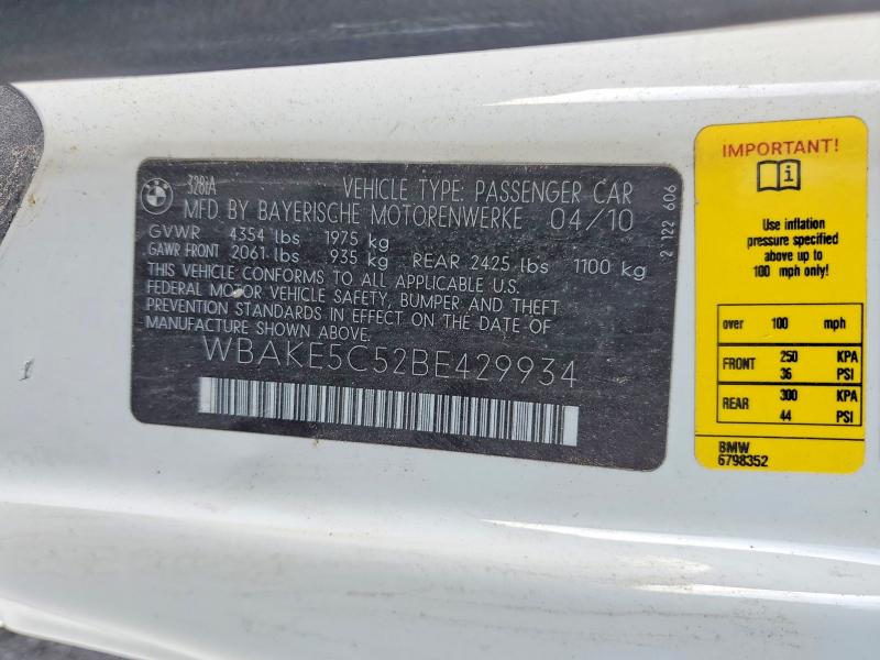 59623736 :رقم المزاد ، WBAKE5C52BE429934 vin ، 2011 Bmw 328 مزاد بيع