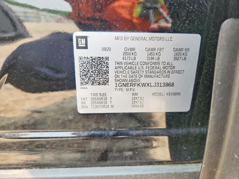 Aukcja sprzedaży 2020 Chevrolet Traverse, vin: 1GNERFKWXLJ313868, numer aukcji: 61288336