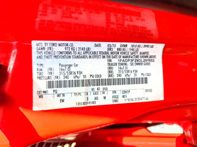 Aukcja sprzedaży 2013 Ford Focus, vin: 1FADP3F29DL291552, numer aukcji: 58798766