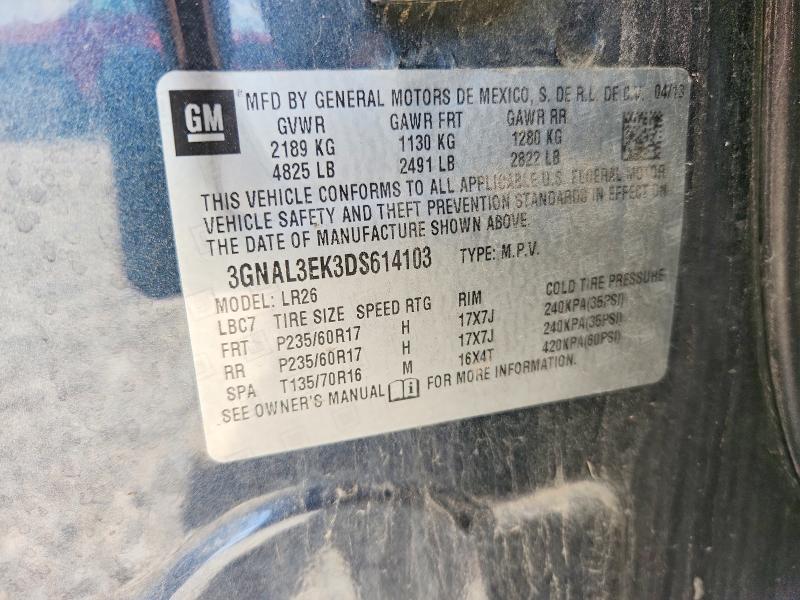 2013 Chevrolet Captiva მანქანა იყიდება აუქციონზე, vin: 3GNAL3EK3DS614103, აუქციონის ნომერი: 63207106