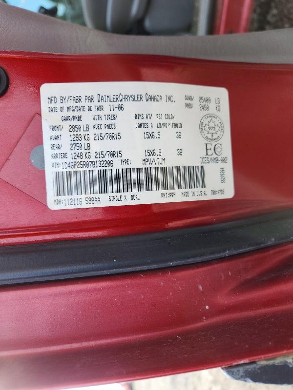 60808726 :رقم المزاد ، 1D4GP25R07B132206 vin ، 2007 Dodge Caravan مزاد بيع