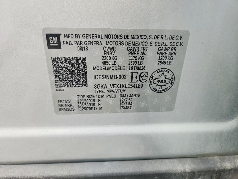 60156296 :رقم المزاد ، 3GKALVEX1KL154189 vin ، 2019 Gmc Terrain مزاد بيع