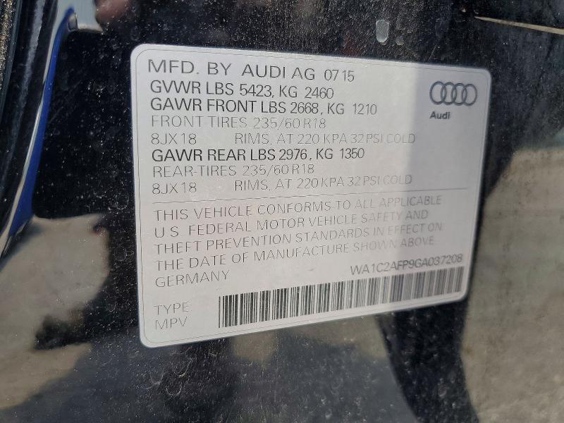 Продаж на аукціоні авто 2016 Audi Q5, vin: WA1C2AFP9GA037208, номер лоту: 60006576