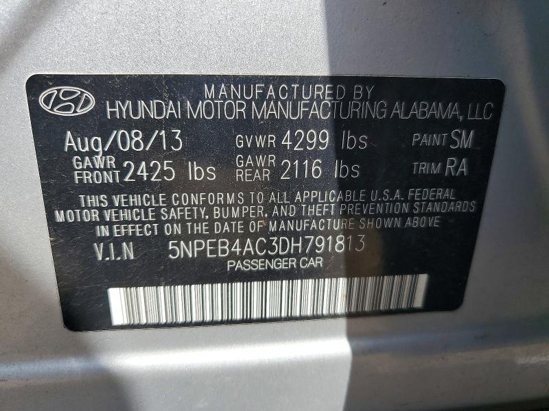 Aukcja sprzedaży 2013 Hyundai Sonata, vin: 5NPEB4AC3DH791813, numer aukcji: 59380286