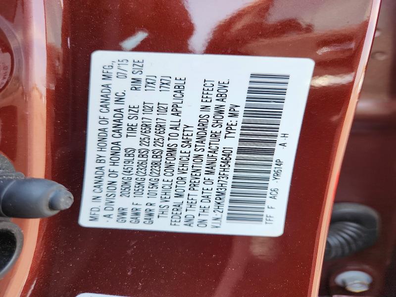 Продаж на аукціоні авто 2015 Honda Cr-v, vin: 2HKRM3H73FH546401, номер лоту: 62212926