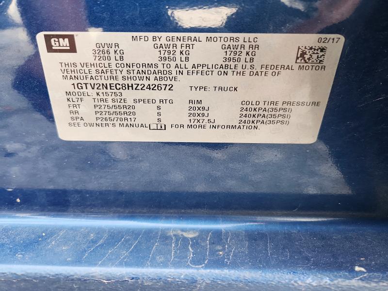 Продажа на аукционе авто 2017 Gmc Sierra, vin: 1GTV2NEC8HZ242672, номер лота: 60754416