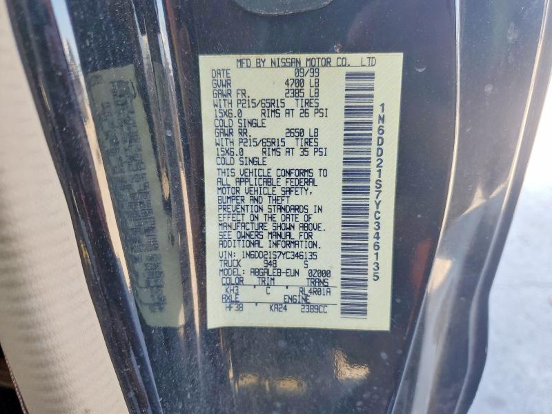 Продаж на аукціоні авто 2000 Nissan Frontier, vin: 1N6DD21S7YC346135, номер лоту: 62538476