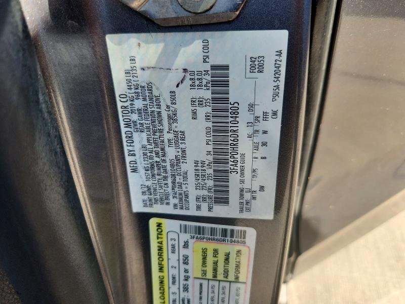 60881996 :رقم المزاد ، 3FA6P0HR6DR104805 vin ، 2013 Ford Fusion مزاد بيع