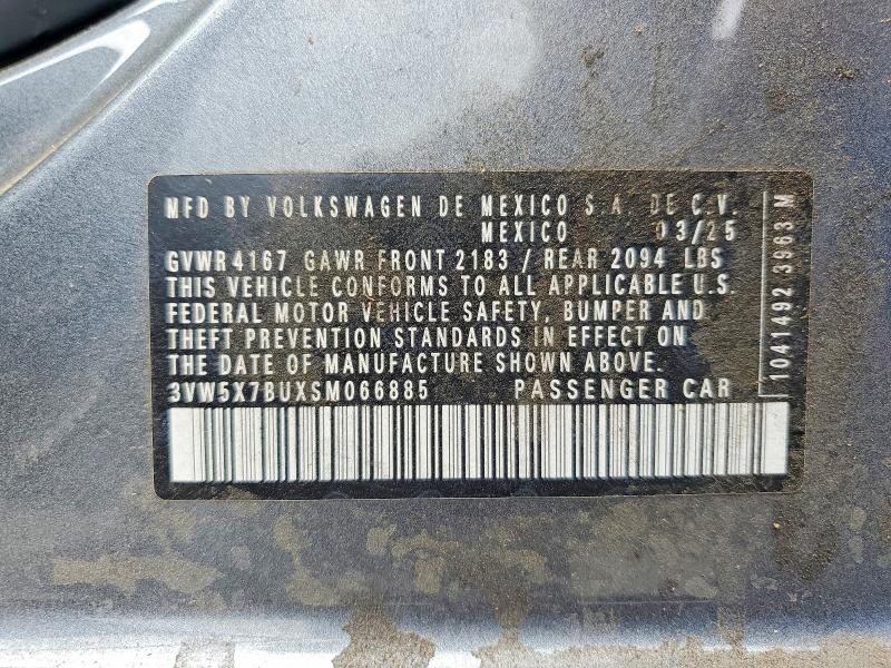 Aukcja sprzedaży 2025 Volkswagen Jetta, vin: 3VW5X7BUXSM066885, numer aukcji: 60582916