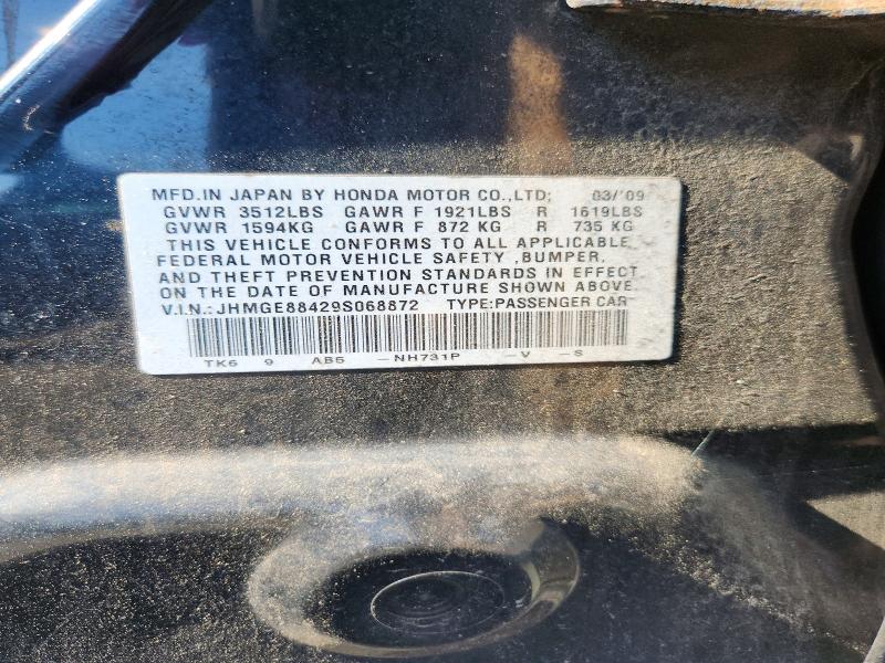 61131526 :رقم المزاد ، JHMGE88429S068872 vin ، 2009 Honda Fit مزاد بيع