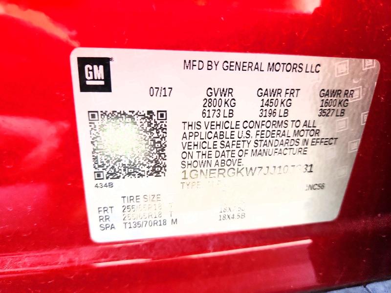 Продажа на аукционе авто 2018 Chevrolet Traverse, vin: 1GNERGKW7JJ107331, номер лота: 62704496