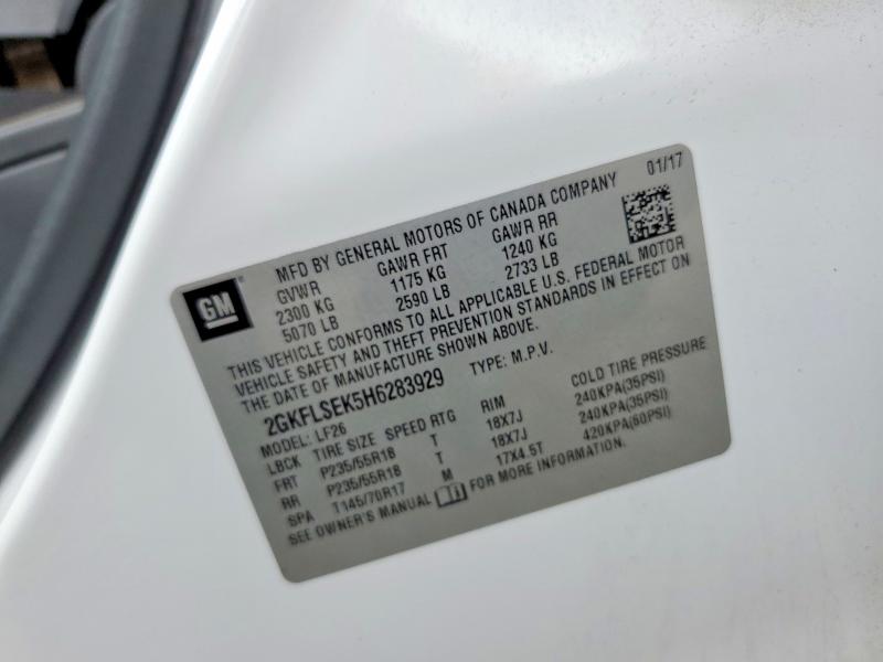 62970526 :رقم المزاد ، 2GKFLSEK5H6283929 vin ، 2017 Gmc Terrain مزاد بيع