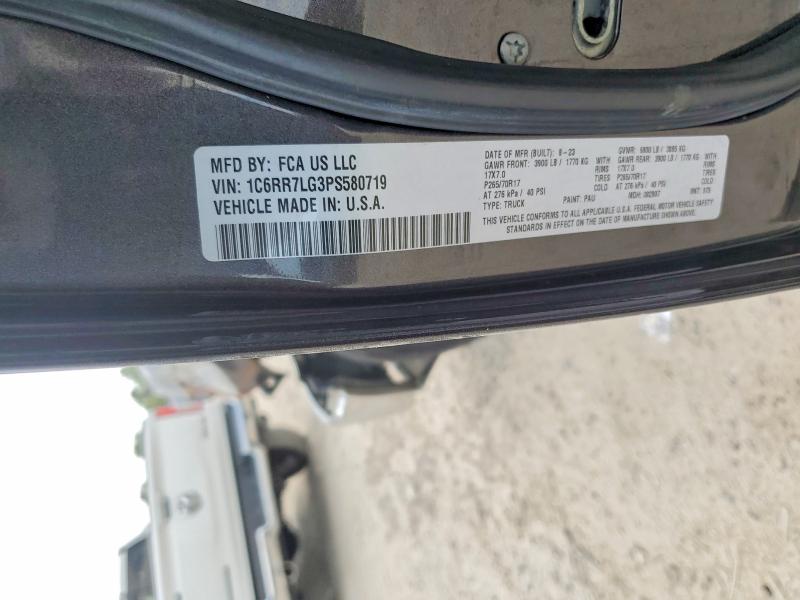 59797216 :رقم المزاد ، 1C6RR7LG3PS580719 vin ، 2023 Ram 1500 Classic مزاد بيع