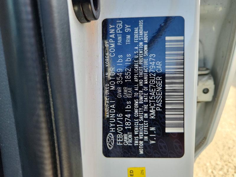 2016 Hyundai Accent მანქანა იყიდება აუქციონზე, vin: KMHCT5AE7GU279473, აუქციონის ნომერი: 62295236