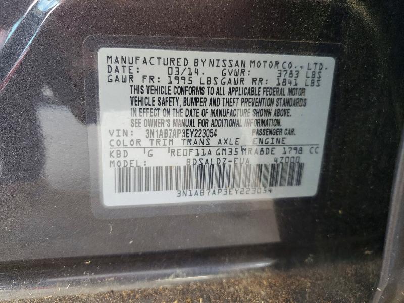 59901566 :رقم المزاد ، 3N1AB7AP3EY223054 vin ، 2014 Nissan Sentra مزاد بيع