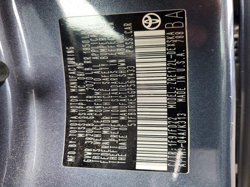 Aukcja sprzedaży 2016 Toyota Corolla, vin: 5YFBURHE4GP561433, numer aukcji: 59393156