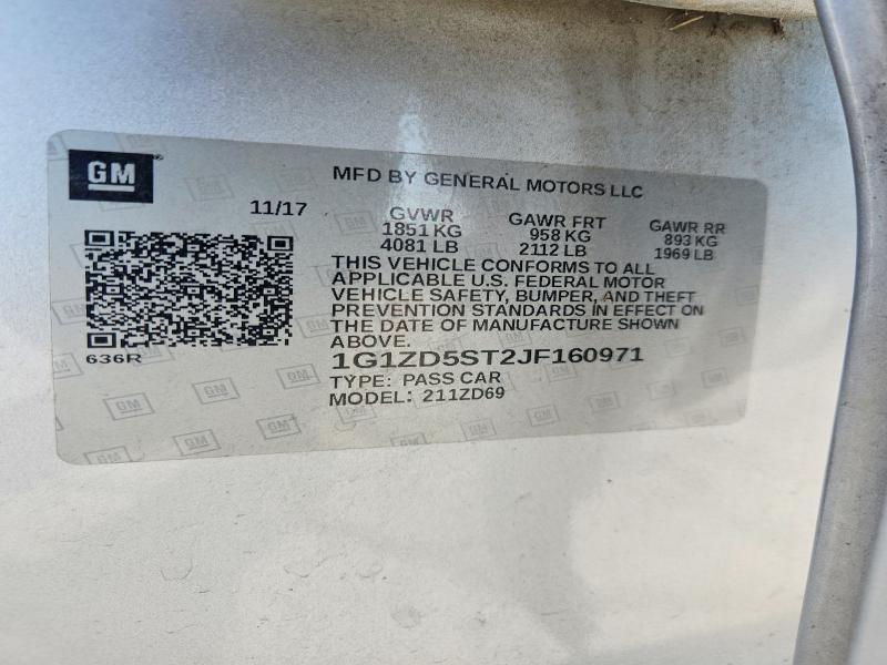 Продаж на аукціоні авто 2018 Chevrolet Malibu, vin: 1G1ZD5ST2JF160971, номер лоту: 59540396