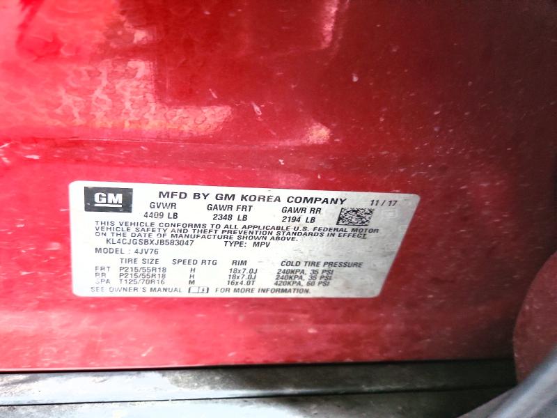 2018 Buick Encore მანქანა იყიდება აუქციონზე, vin: KL4CJGSBXJB583047, აუქციონის ნომერი: 59790756
