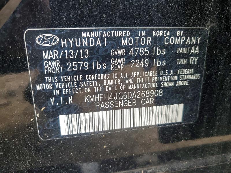 Продаж на аукціоні авто 2013 Hyun Azera, vin: KMHFH4JG6DA268908, номер лоту: 61878986