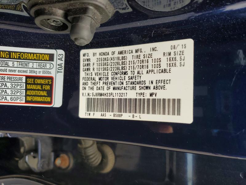 Aukcja sprzedaży 2015 Honda Cr-v, vin: 5J6RM4H33FL113217, numer aukcji: 60330116