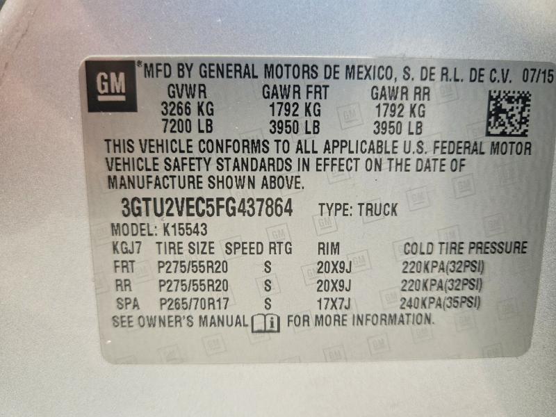 Продаж на аукціоні авто 2015 Gmc Sierra, vin: 3GTU2VEC5FG437864, номер лоту: 59843326