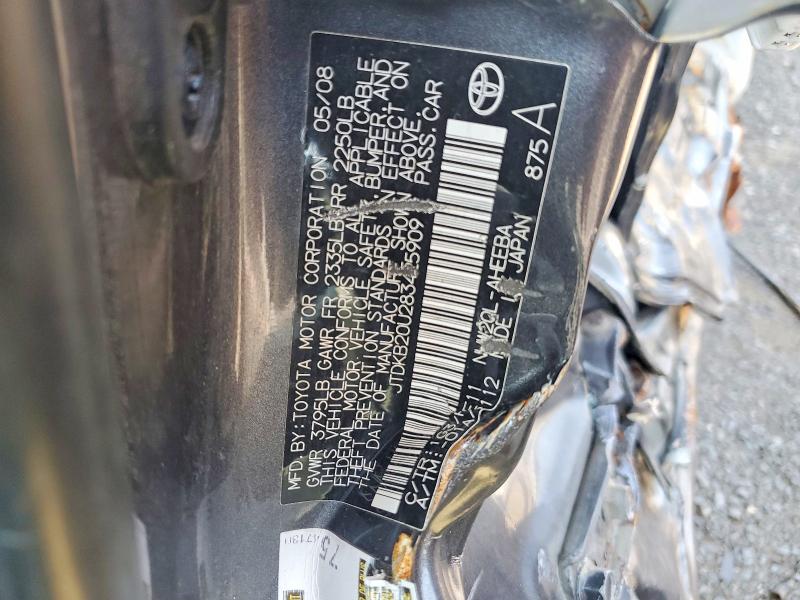 Aukcja sprzedaży 2008 Toyota Prius, vin: JTDKB20U283425909, numer aukcji: 61322476